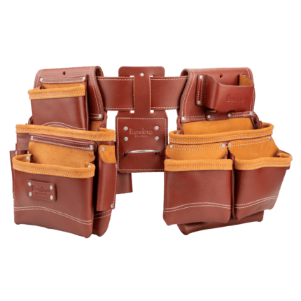 Premium Framer Leather Tool Belt with 20-Pocket Heavy-Duty System – Full-Grain Buffalo Leather Construction Rig by Bovino Leather