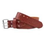 Bovino adjustable leather tool belt with heavy duty metal buckle and multiple sizing holes for professional tradesmen